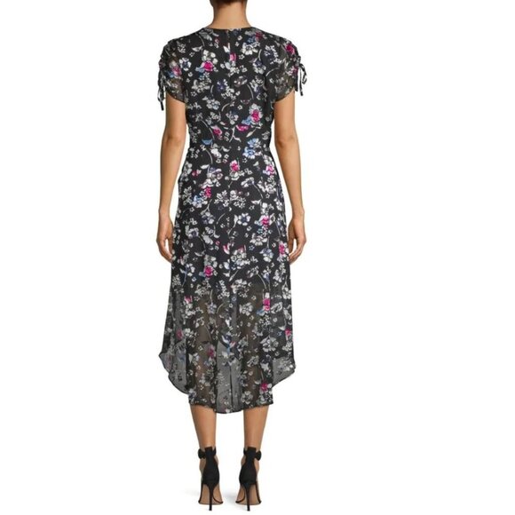 Parker Floral Ruched Short-Sleeve Midi Dress - Picture 3 of 4